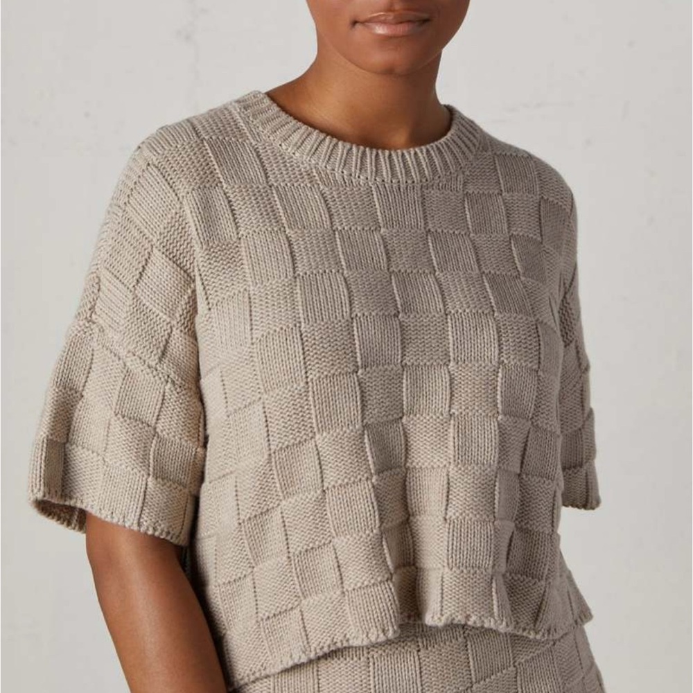 Staud Basin Sweater boxy crop  short sleeve color: frappe NWT size XL